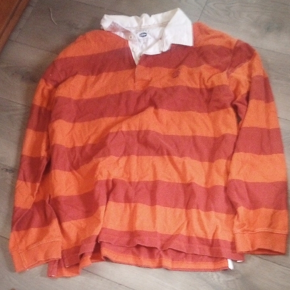 Izod Rugby Shirt with Orange and White Accents - Picture 1 of 3